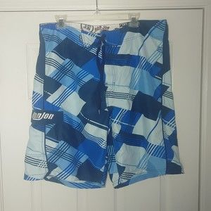 Ron Jon Surf Shop Board Shorts Men's Size 36 Pockets Geometric Blue